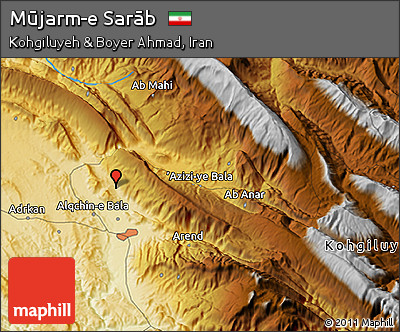 Physical 3D Map of Mūjarm-e Sarāb