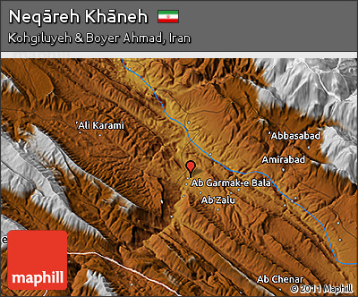 Physical 3D Map of Neqāreh Khāneh