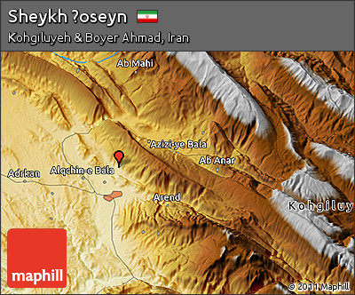Physical 3D Map of Sheykh Ḩoseyn