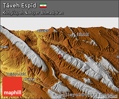 Physical 3D Map of Ţāveh Espīd