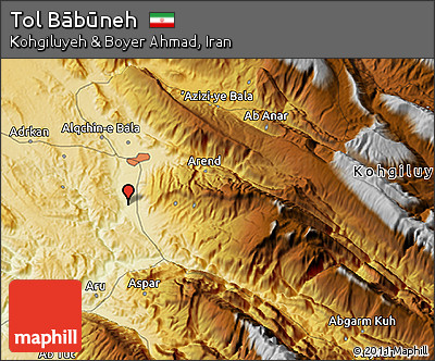 Physical 3D Map of Tol Bābūneh