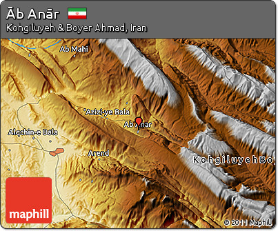 Physical 3D Map of Āb Anār