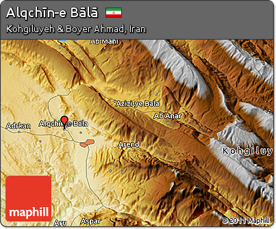 Physical 3D Map of Alqchīn-e Bālā
