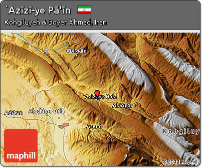 Physical 3D Map of `Azīzī-ye Pā'īn