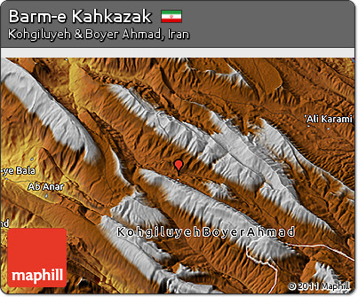 Physical 3D Map of Barm-e Kahkazak