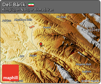 Physical 3D Map of Delī Bārīk
