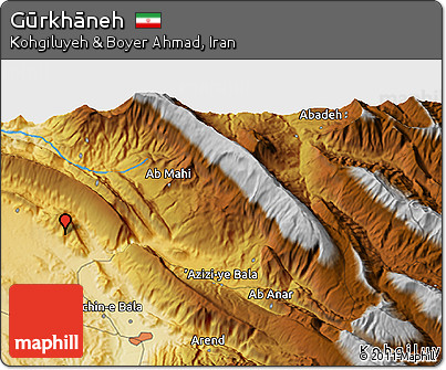 Physical 3D Map of Gūrkhāneh