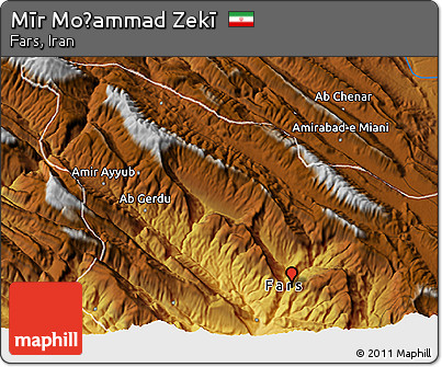 Physical 3D Map of Mīr Moḩammad Zekī