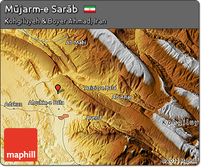 Physical 3D Map of Mūjarm-e Sarāb