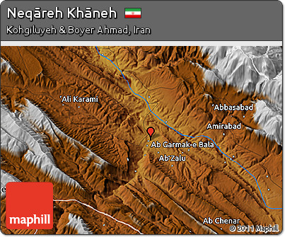 Physical 3D Map of Neqāreh Khāneh