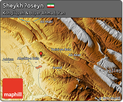 Physical 3D Map of Sheykh Ḩoseyn