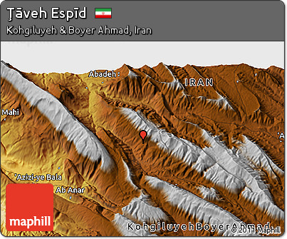 Physical 3D Map of Ţāveh Espīd