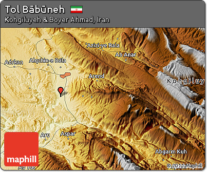Physical 3D Map of Tol Bābūneh