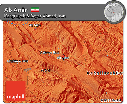 Political 3D Map of Āb Anār