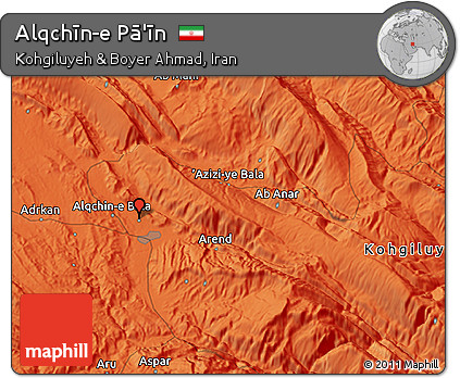 Political 3D Map of Alqchīn-e Pā'īn