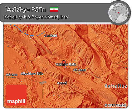 Political 3D Map of `Azīzī-ye Pā'īn