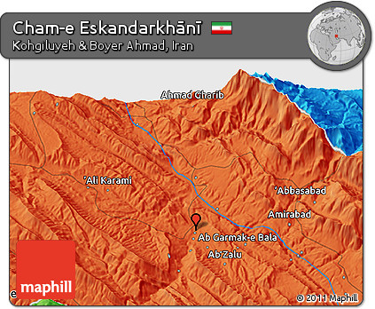 Political 3D Map of Cham-e Eskandarkhānī