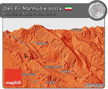 Political 3D Map of Delī Pīr Maḩmūd-e Vostá