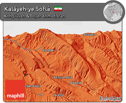 Political 3D Map of Kalāyeh-ye Soflá