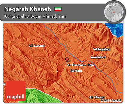 Political 3D Map of Neqāreh Khāneh
