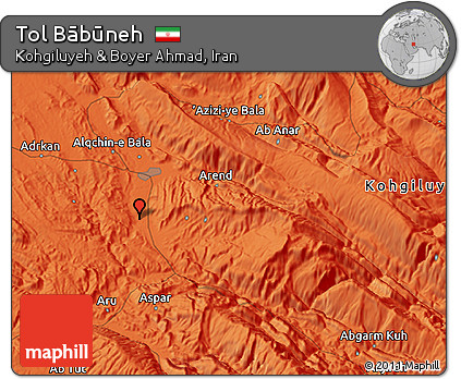 Political 3D Map of Tol Bābūneh
