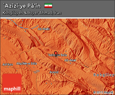Political 3D Map of `Azīzī-ye Pā'īn