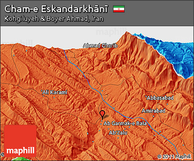 Political 3D Map of Cham-e Eskandarkhānī
