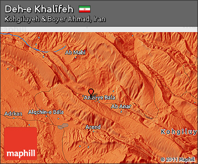 Political 3D Map of Deh-e Khalīfeh