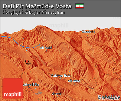 Political 3D Map of Delī Pīr Maḩmūd-e Vostá