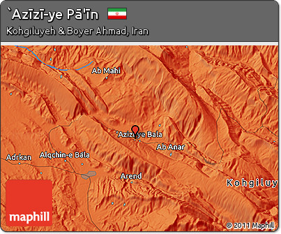 Political 3D Map of `Azīzī-ye Pā'īn