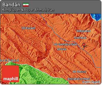 Political 3D Map of Bandān