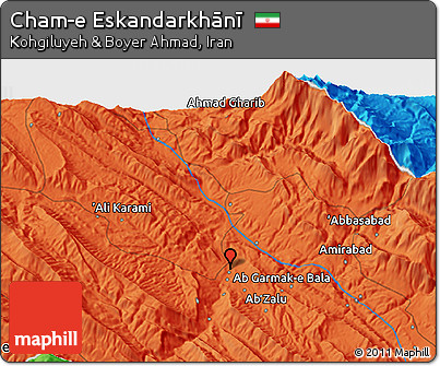 Political 3D Map of Cham-e Eskandarkhānī
