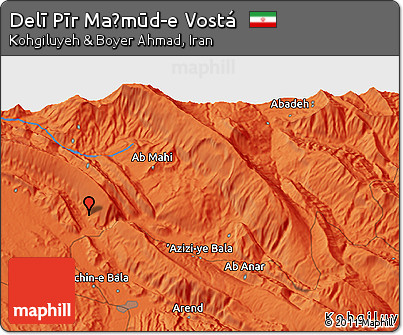 Political 3D Map of Delī Pīr Maḩmūd-e Vostá