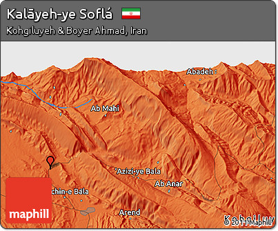 Political 3D Map of Kalāyeh-ye Soflá