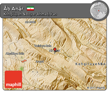 Satellite 3D Map of Āb Anār