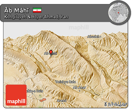 Satellite 3D Map of Āb Māhī