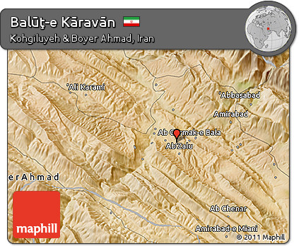 Satellite 3D Map of Balūţ-e Kāravān