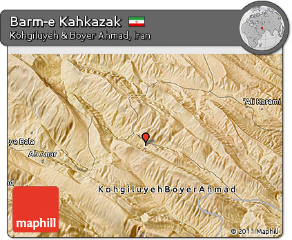 Satellite 3D Map of Barm-e Kahkazak