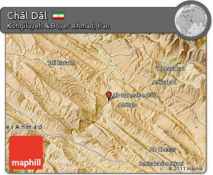 Satellite 3D Map of Chāl Dāl