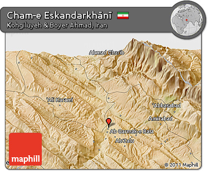 Satellite 3D Map of Cham-e Eskandarkhānī