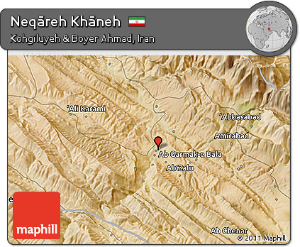 Satellite 3D Map of Neqāreh Khāneh