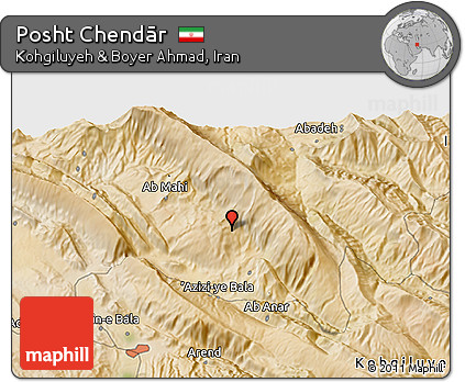 Satellite 3D Map of Posht Chendār