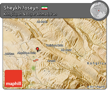 Satellite 3D Map of Sheykh Ḩoseyn