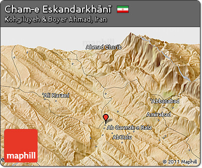 Satellite 3D Map of Cham-e Eskandarkhānī