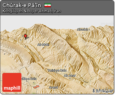 Satellite 3D Map of Chūrak-e Pā'īn
