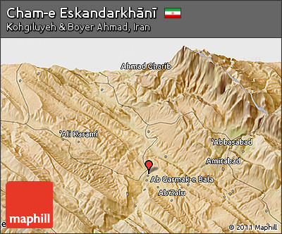 Satellite 3D Map of Cham-e Eskandarkhānī