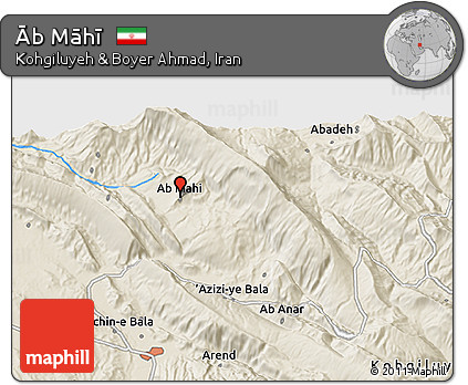 Shaded Relief 3D Map of Āb Māhī