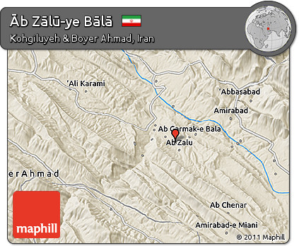 Shaded Relief 3D Map of Āb Zālū-ye Bālā