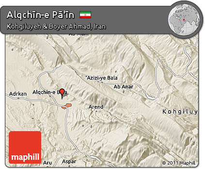 Shaded Relief 3D Map of Alqchīn-e Pā'īn