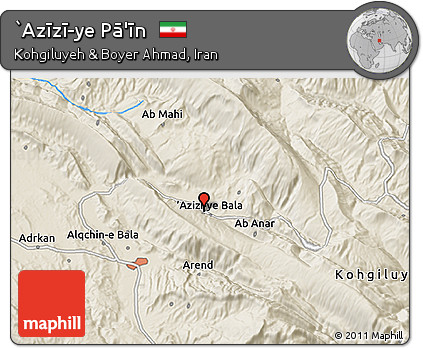 Shaded Relief 3D Map of `Azīzī-ye Pā'īn